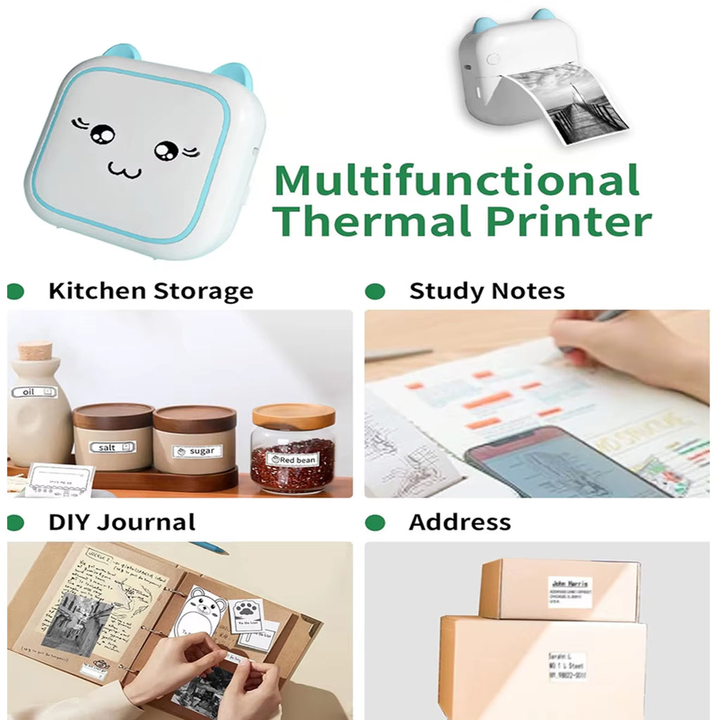 Mini Printer Thermal Adhesive Labels Printer Sticker Bluetooth Mini Pocket Label Notes Printer for Home and Office Android IOS .